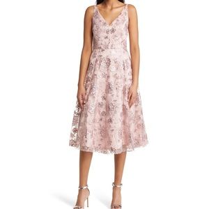 ELIZA J Sequin Floral Fit and Flare Dress